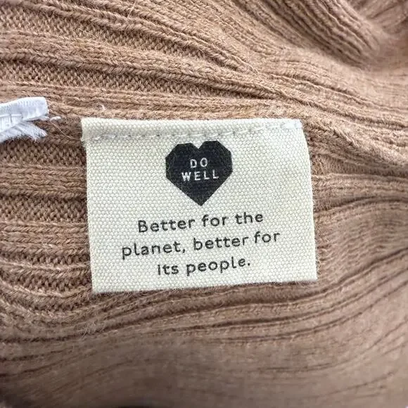 MADEWELL Women's Leaton M Lightweight Ribbed Mock Sweater Heather Caramel Brown - Picture 12 of 15